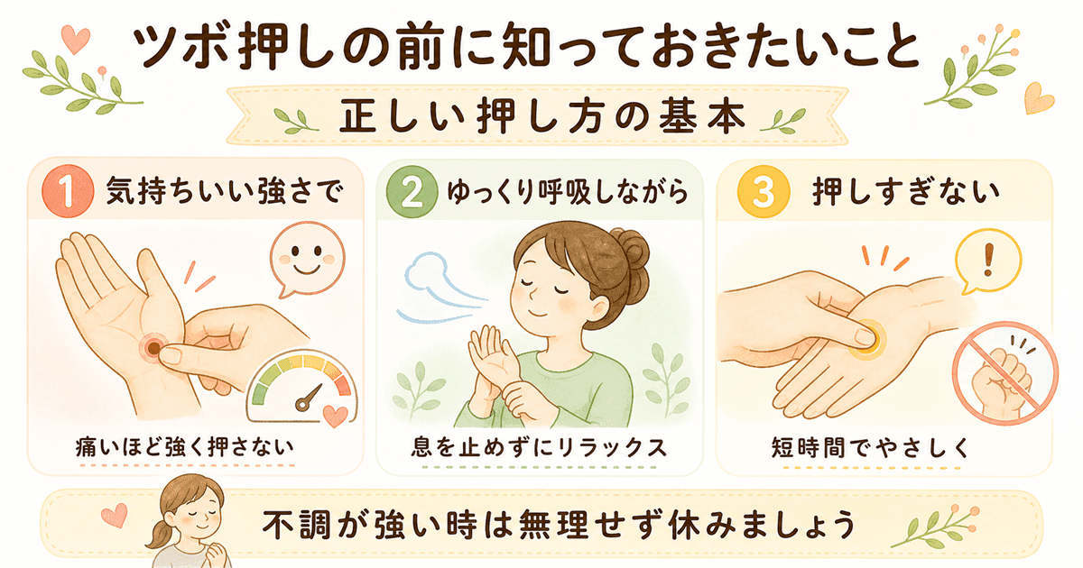 ツボ押しの正しい押し方の基本の図解