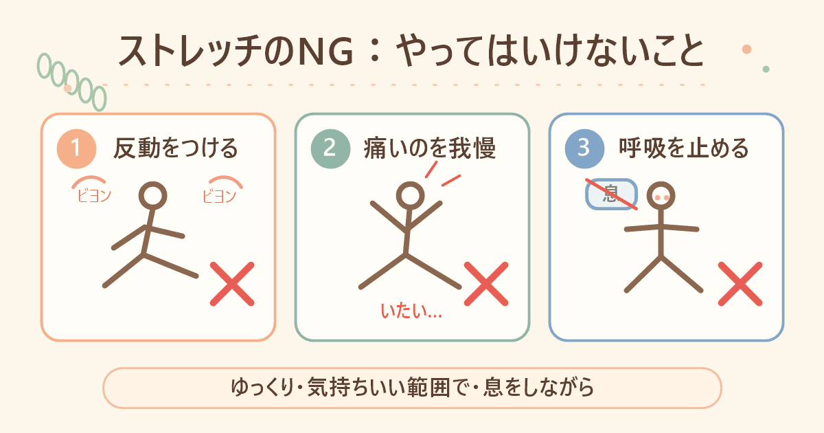 ストレッチのNG：やってはいけないことの図解