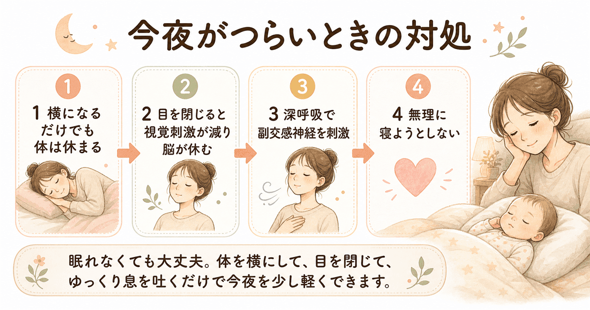 「今夜がつらい」ときの対処3ステップ：腹式呼吸・手足ほぐし・今夜だけ