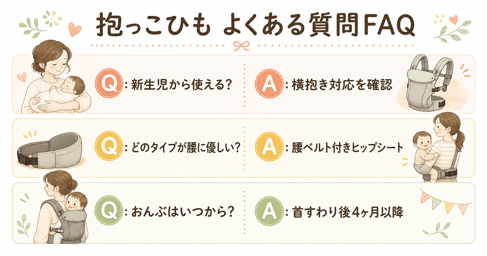 よくある質問：抱っこひもの使い方FAQ3選