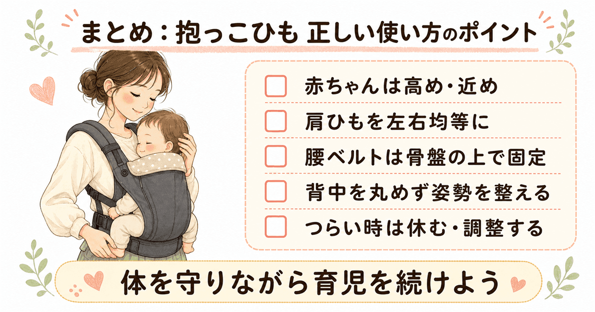 まとめ：抱っこひも装着チェックリスト5項目