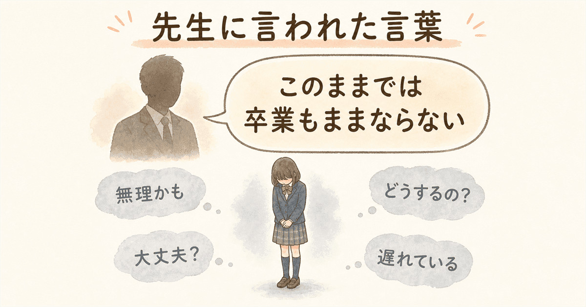先生に言われた言葉:「このままだと卒業もままならない」