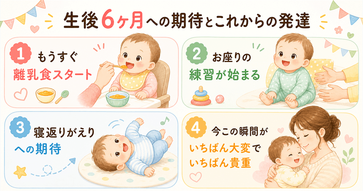 来月（生後6ヶ月）への期待：離乳食・お座り・寝返りがえり