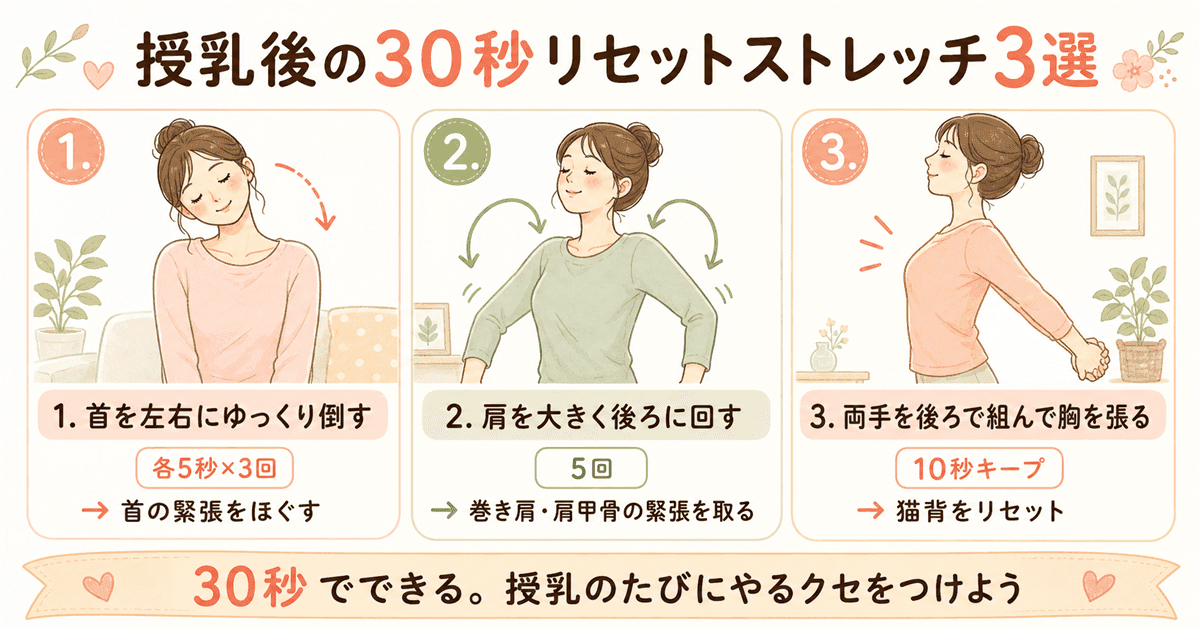 授乳後の30秒リセットストレッチ3選