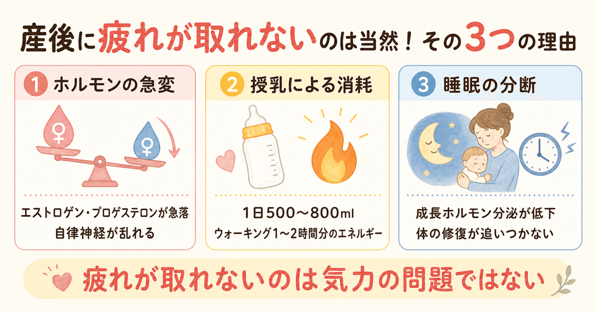 産後に疲れが取れないのが普通な理由