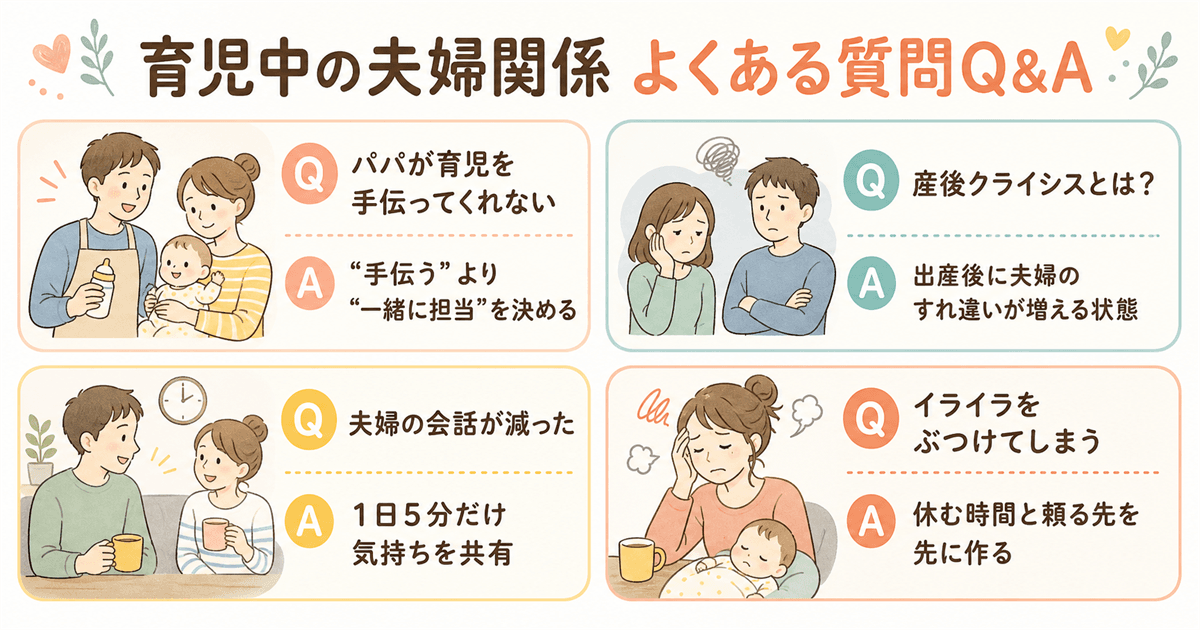 育児中の夫婦関係についてよくある質問Q&A
