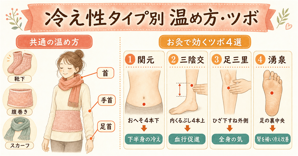 冷え性タイプ別の温め方・ツボ