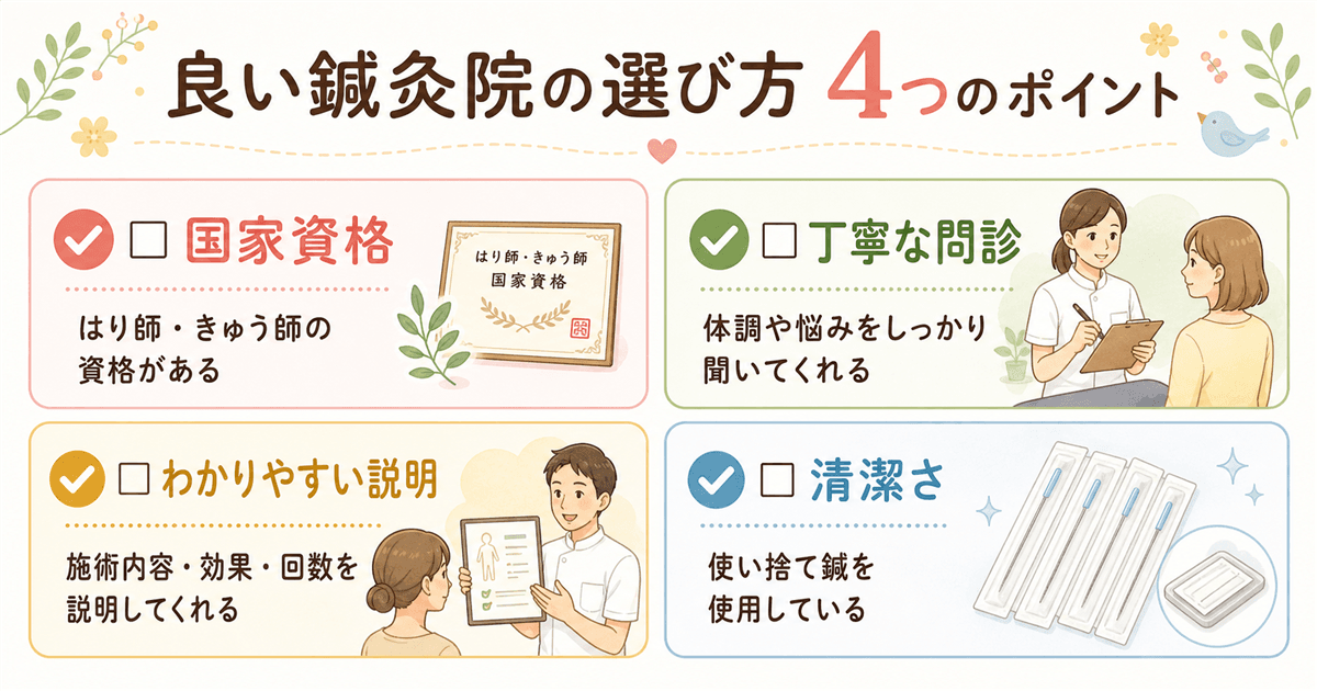 良い鍼灸院の選び方4つのポイント