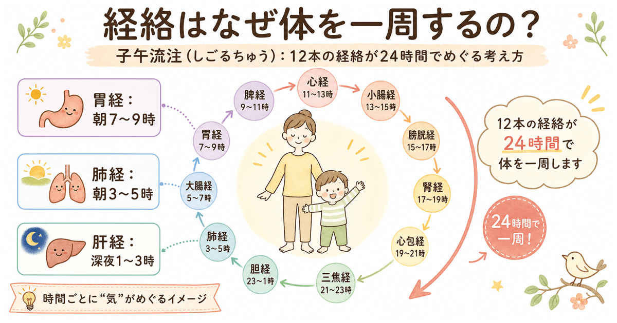 経絡が体を一周する仕組み・子午流注
