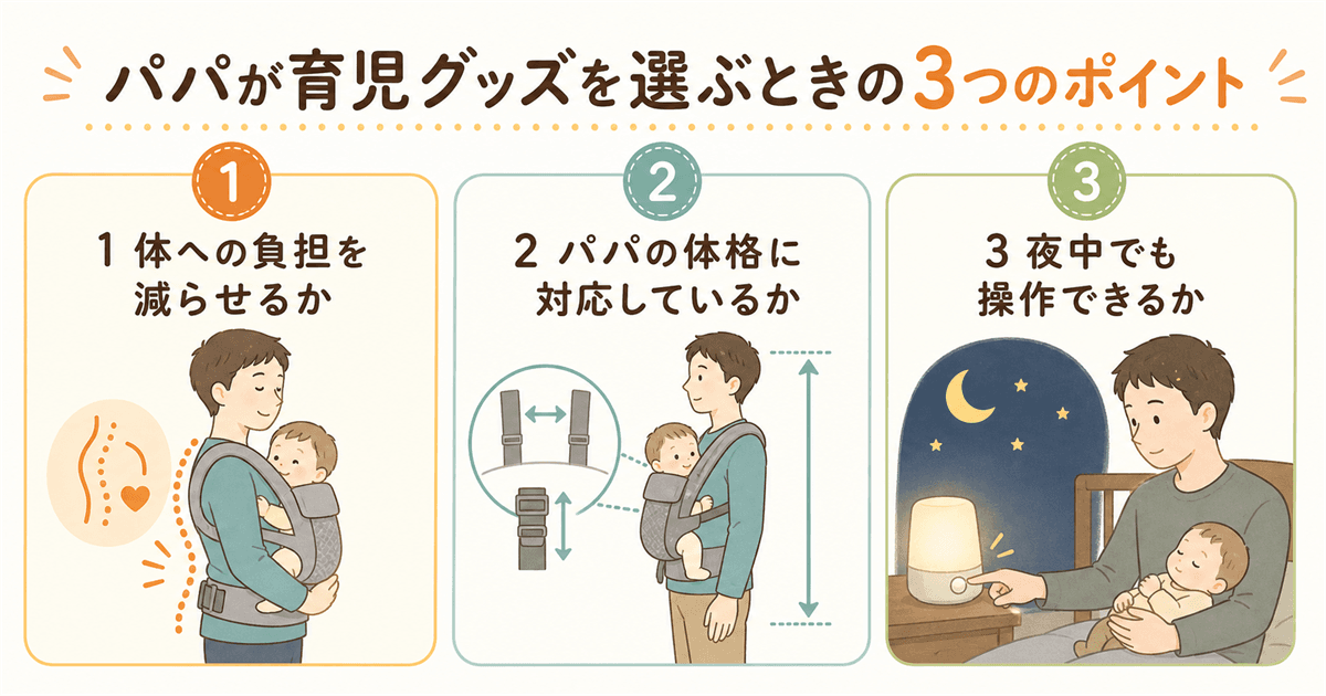 パパが育児グッズを選ぶときの3つのポイント