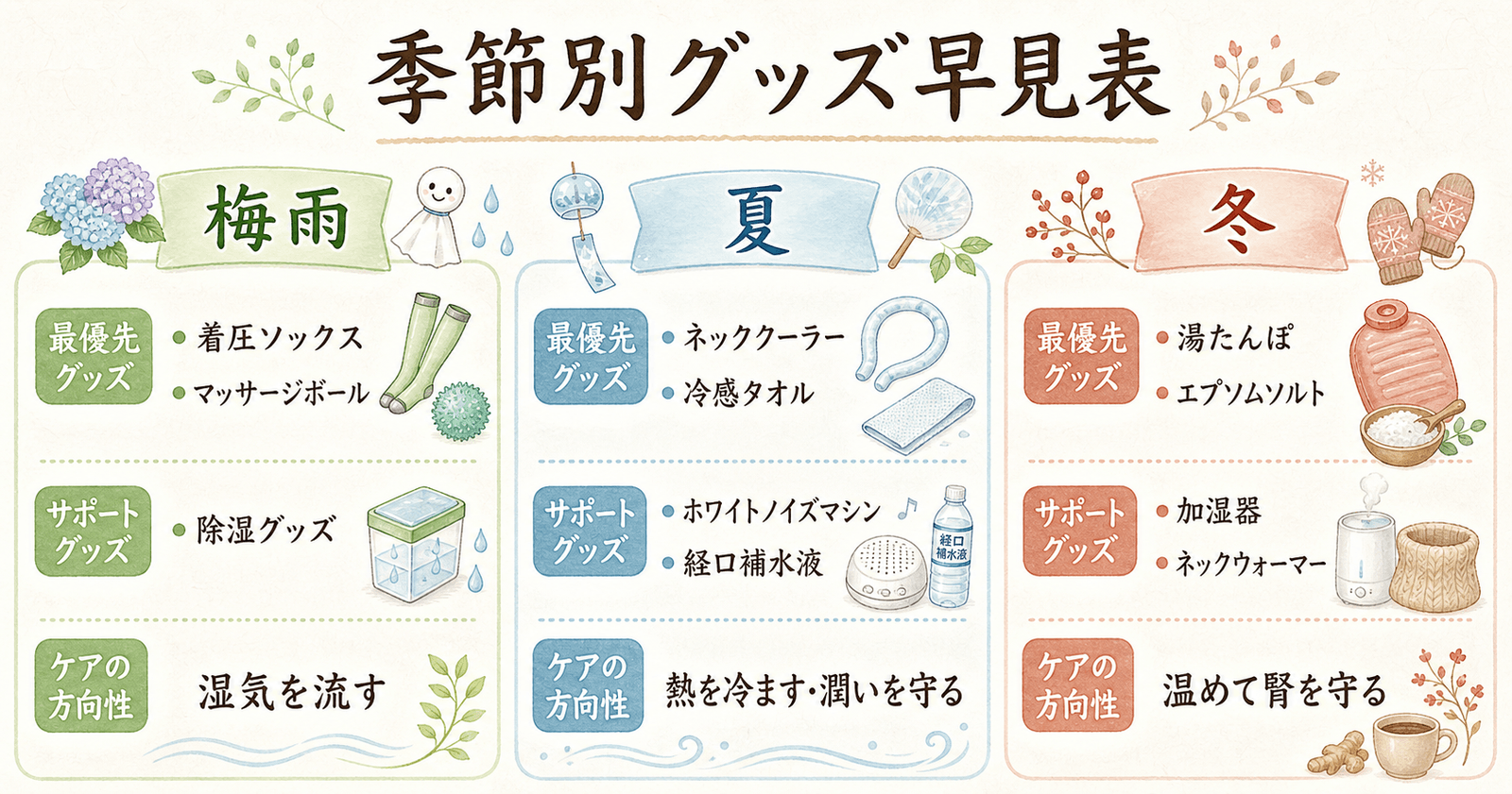 季節別グッズ早見表