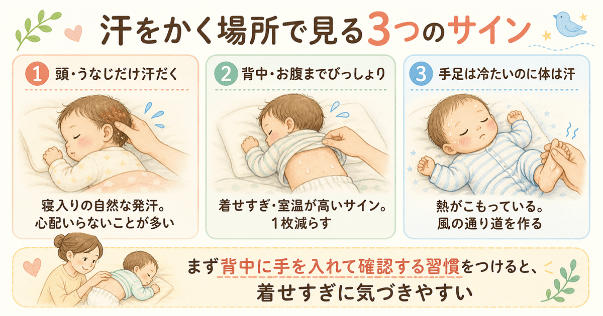 汗をかく場所で見る3つのサイン