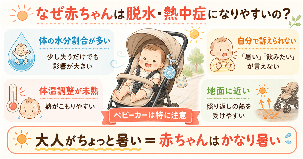 なぜ赤ちゃんは脱水・熱中症になりやすいのか