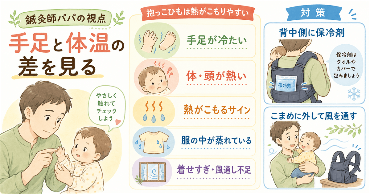 手足と体温の差を見る・熱のこもりサイン
