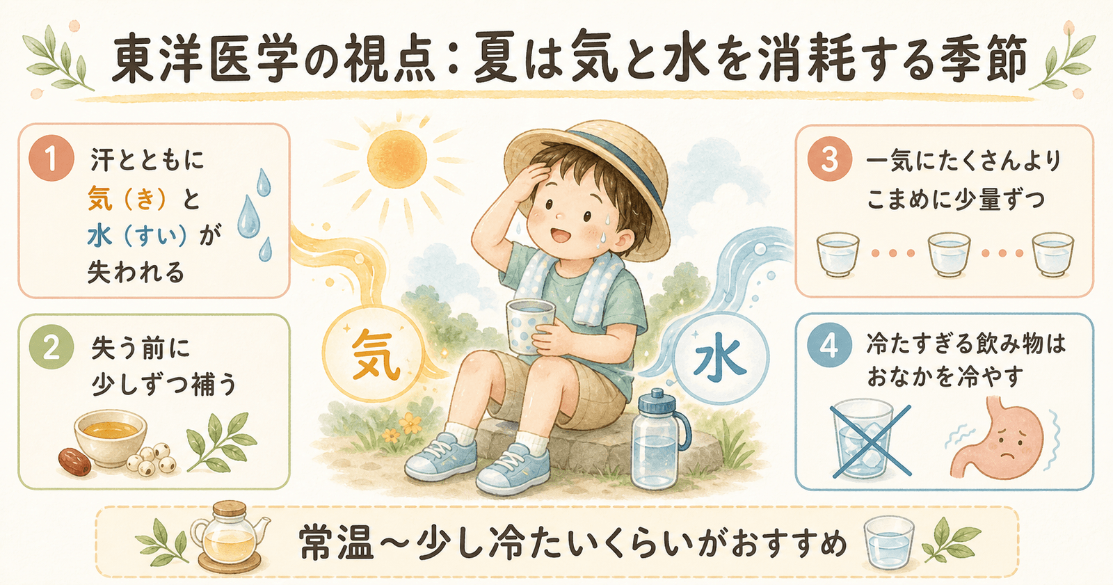東洋医学の視点・夏は気と水を補う