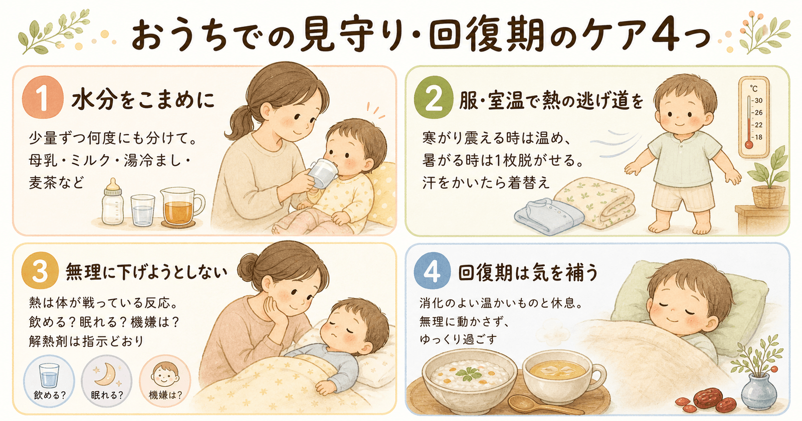 おうちでの見守り・回復期のケア4つ