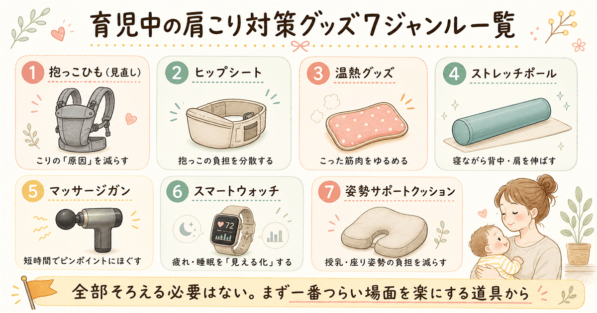 育児中の肩こり対策グッズ7ジャンル一覧