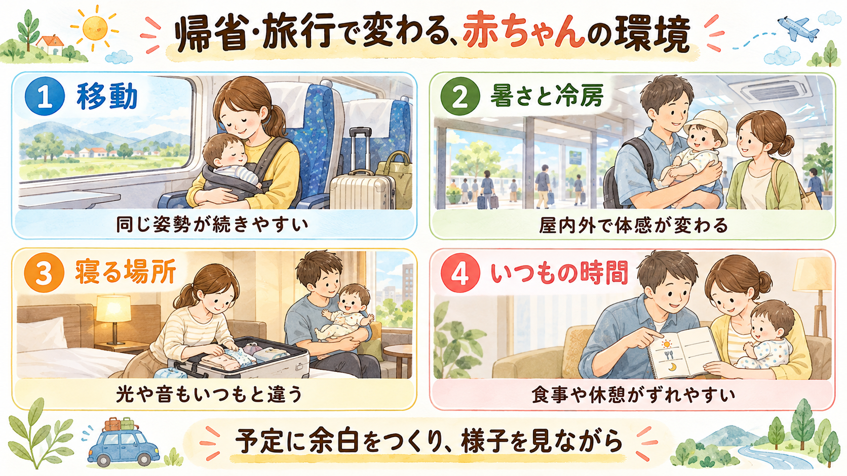 帰省・旅行で赤ちゃんの体調が崩れやすい理由
