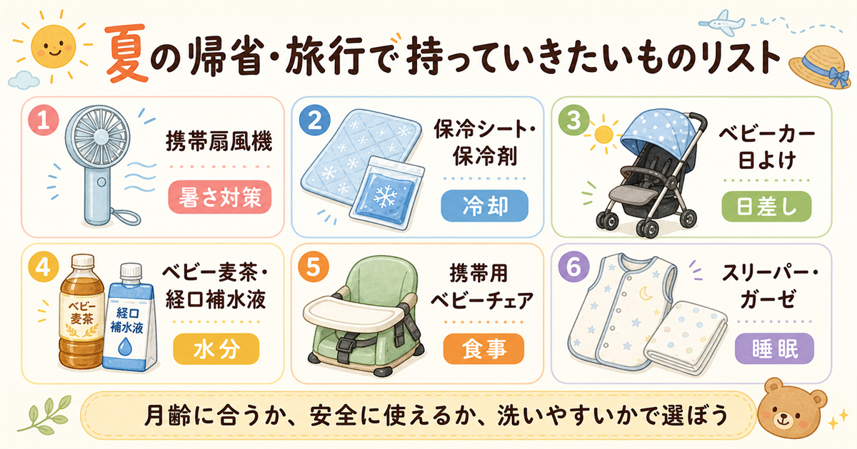 夏の帰省・旅行で持っていきたいものリスト