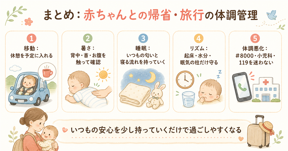 赤ちゃんとの帰省・旅行の体調管理まとめ