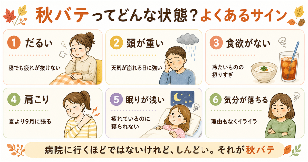 秋バテってどんな状態？よくあるサイン