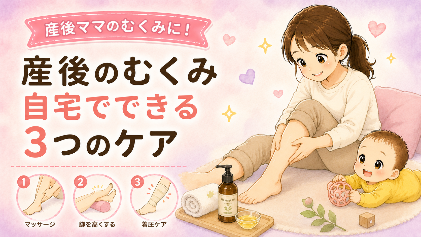 産後のむくみがひどい…原因と自宅でできる3つのケア方法【鍼灸師パパが解説】