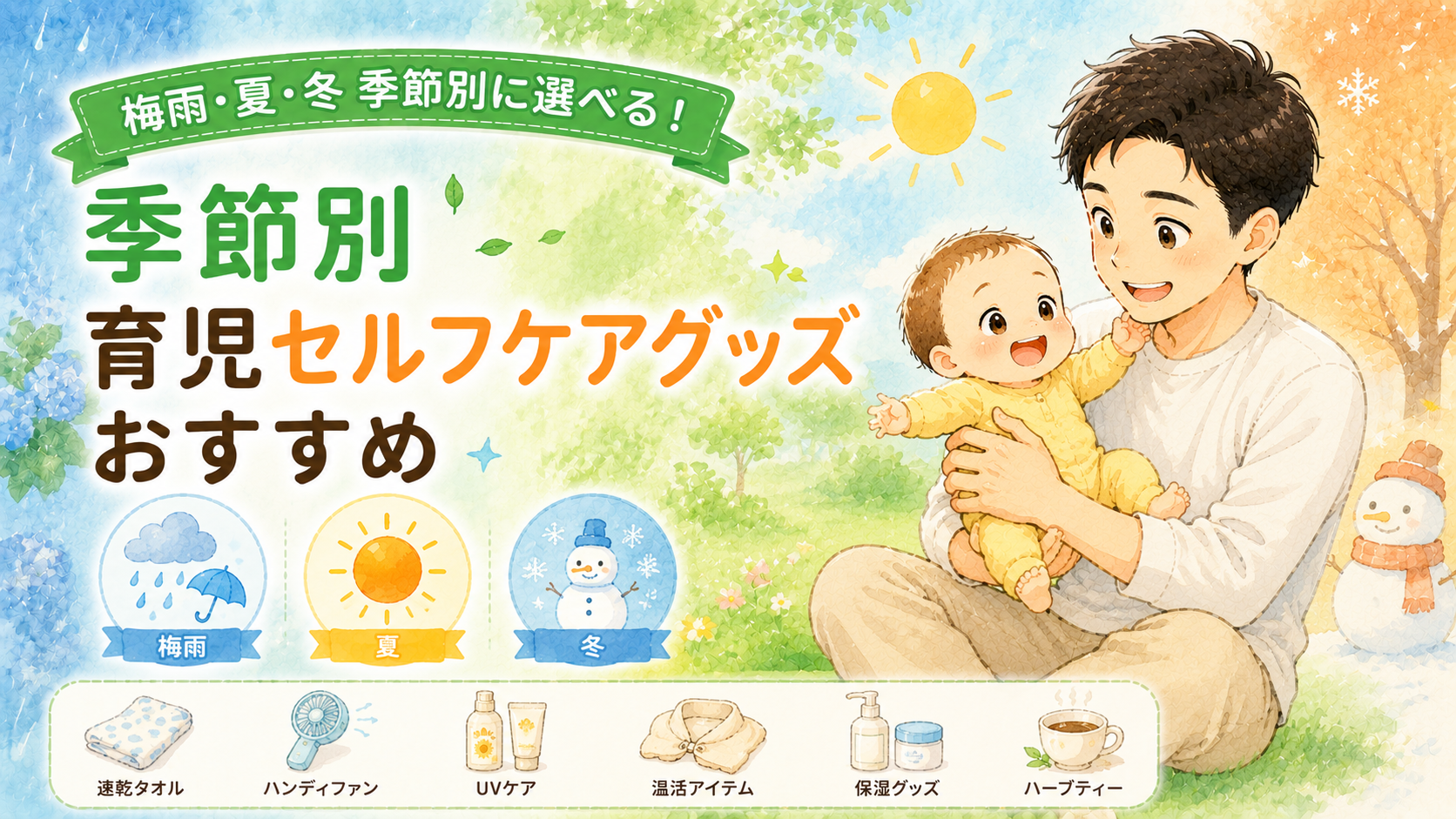 梅雨・夏・冬の季節別 育児セルフケアグッズおすすめ【東洋医学の養生法と合わせて解説】