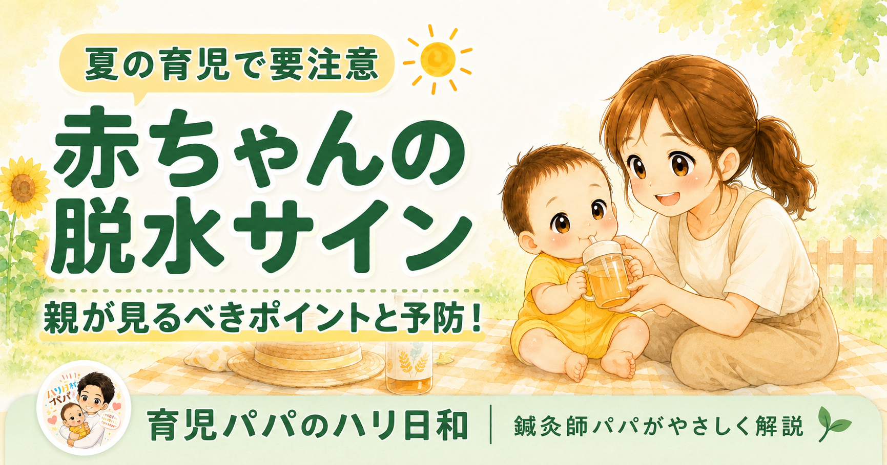 赤ちゃんの脱水・熱中症サイン|夏に親が見るべきポイントと予防【鍼灸師パパ解説】
